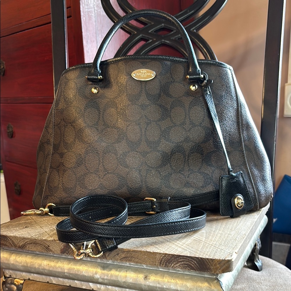 Coach Black and Brown Signature Satchel